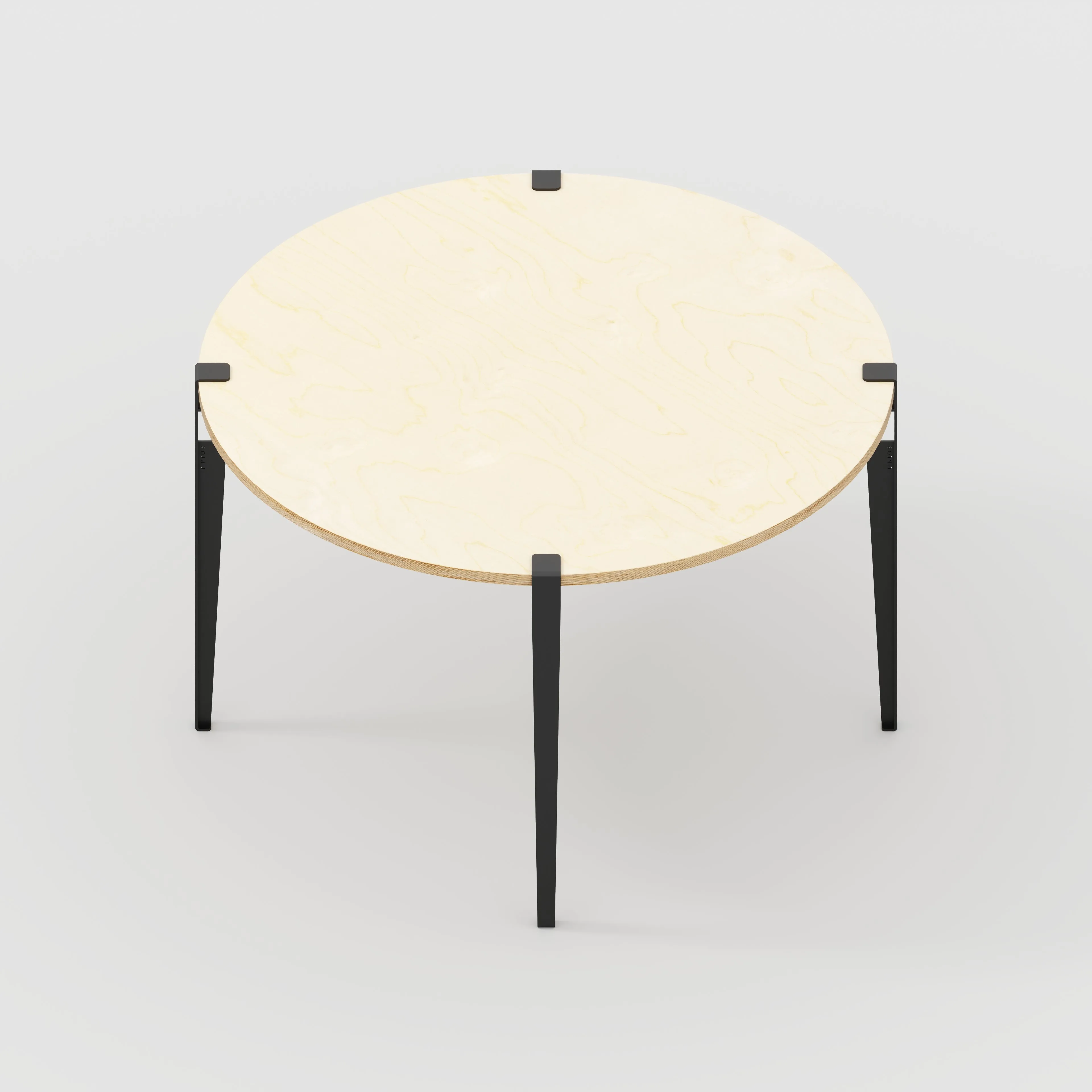 Plywood Round Table with Black Tiptoe Legs - Plywood Birch - 1200(dia) x 750(h)