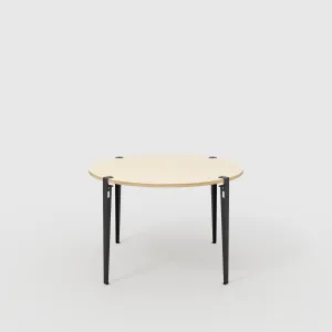 Plywood Round Table with Black Tiptoe Legs - Plywood Birch - 1200(dia) x 750(h)