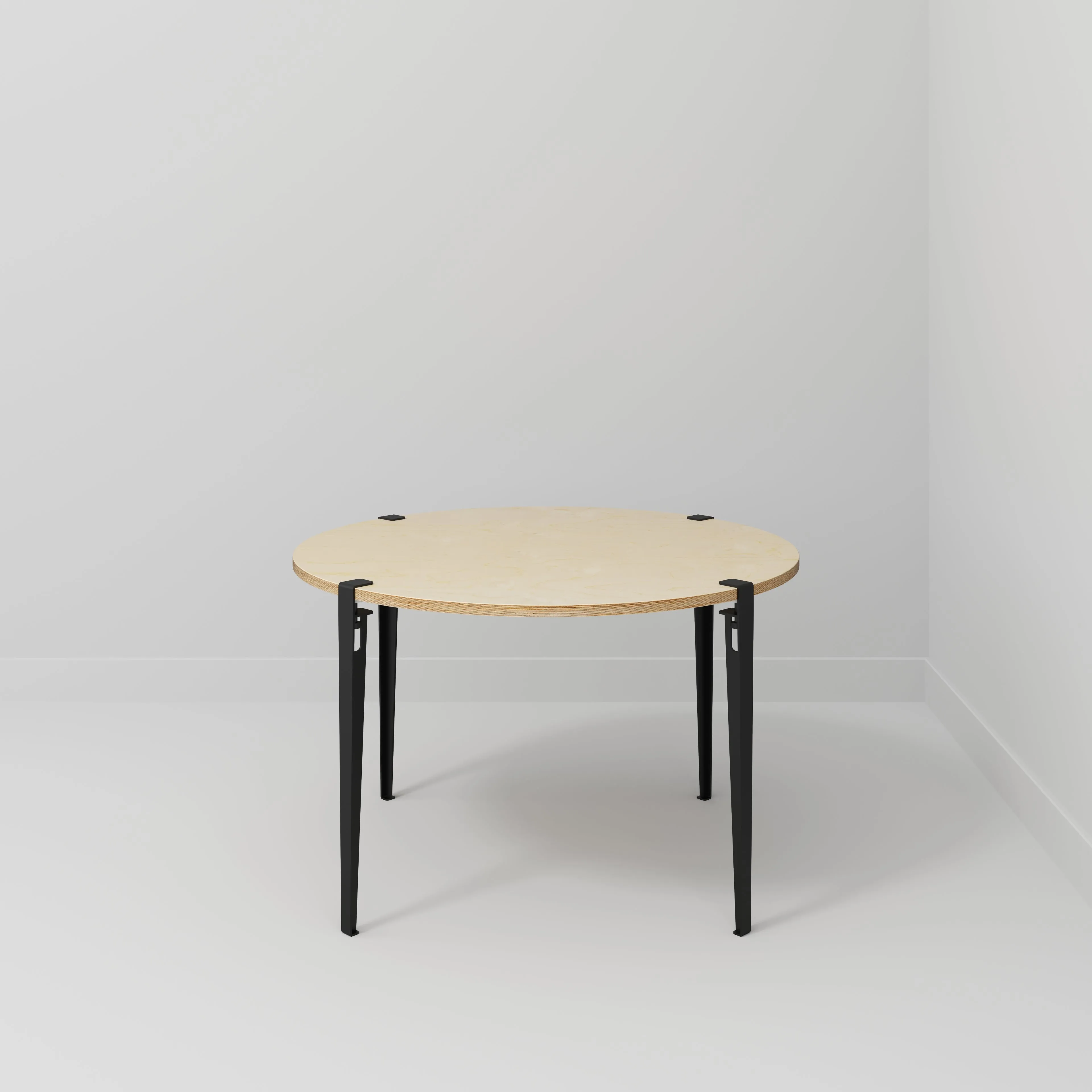 Plywood Round Table with Black Tiptoe Legs - Plywood Birch - 1200(dia) x 750(h)