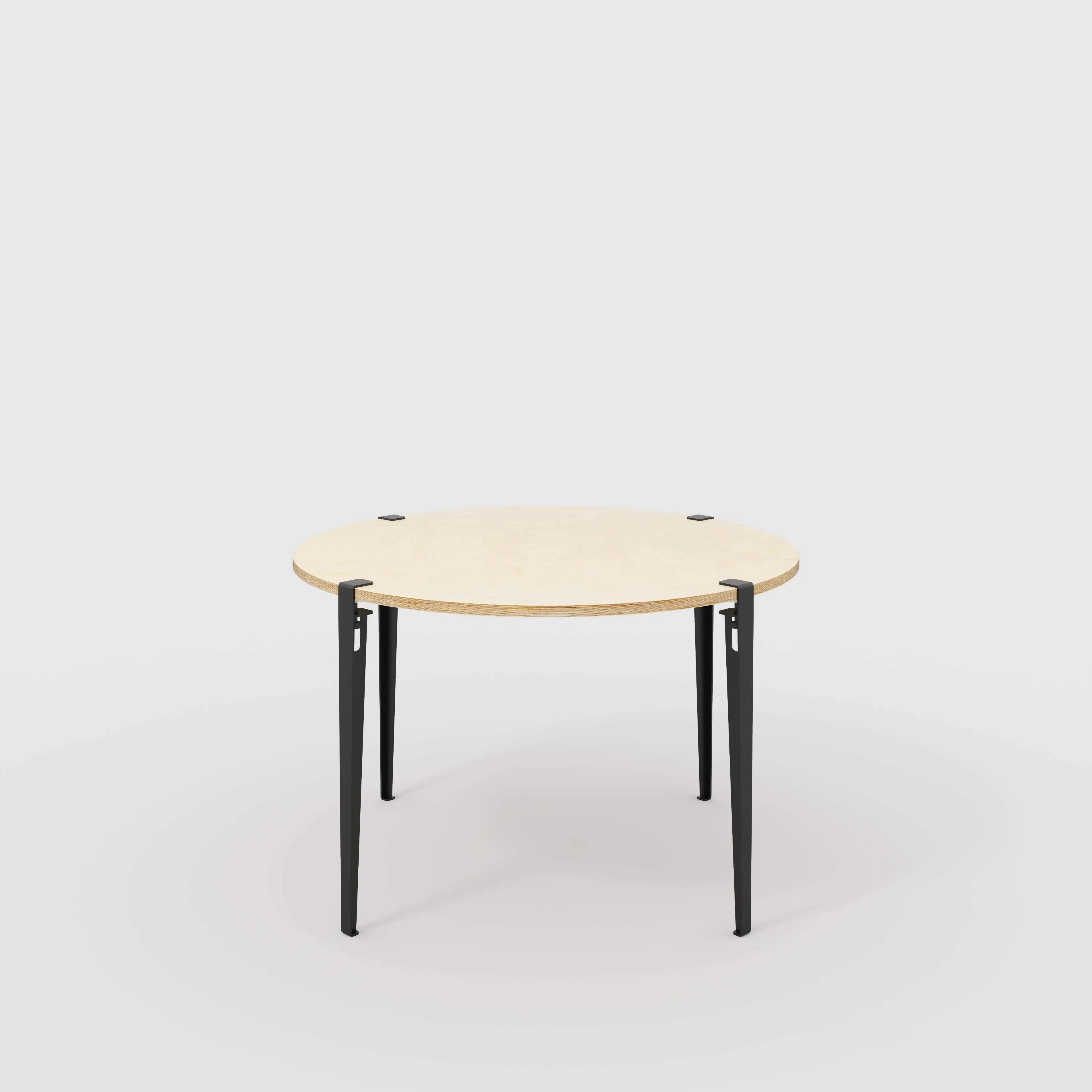 Plywood Round Table with Black Tiptoe Legs - Plywood Birch - 1200(dia) x 750(h)