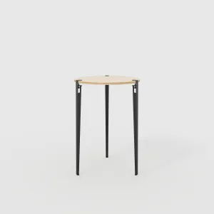 Plywood Round Table with Black Tiptoe Legs - Plywood Birch - 800(dia) x 1100(h)