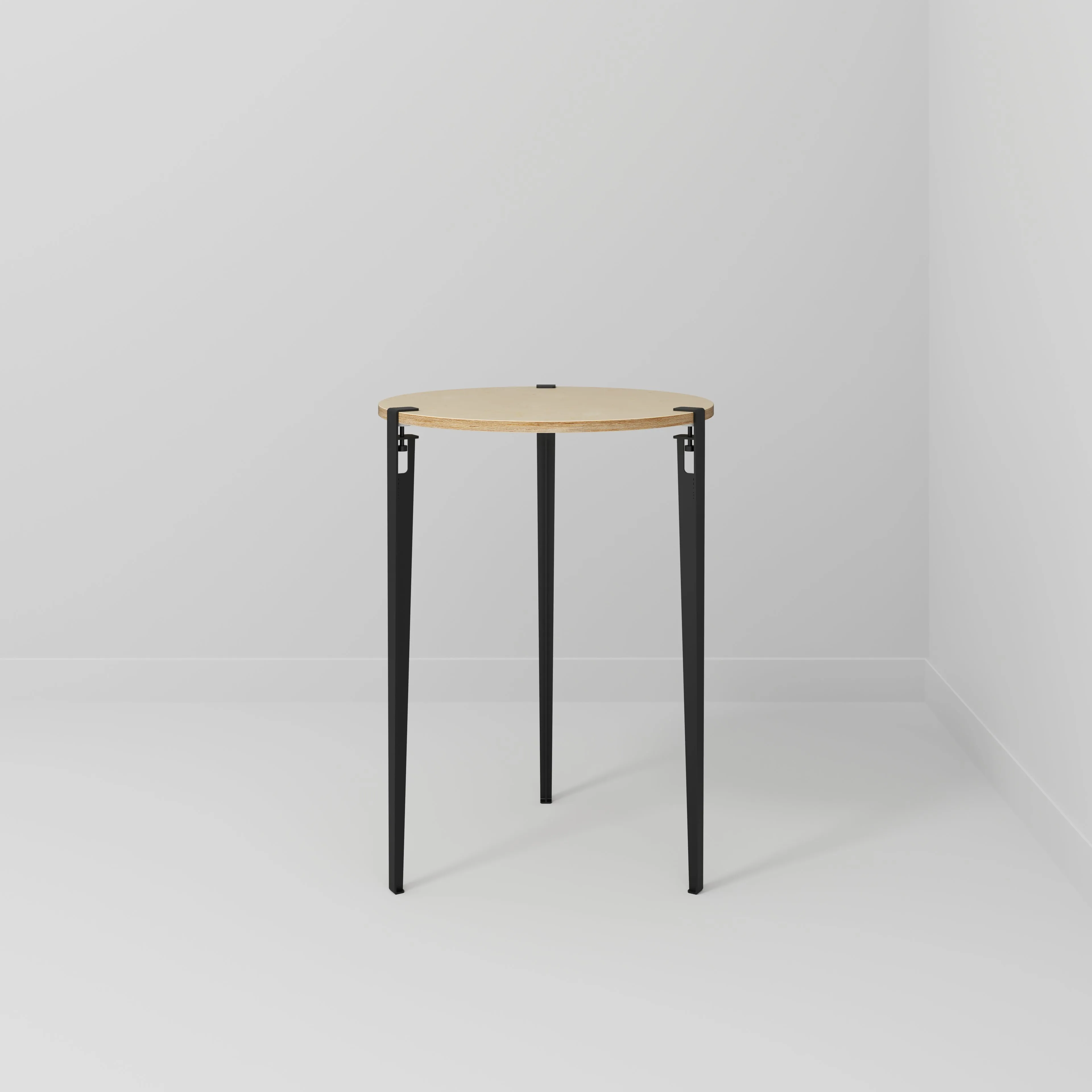 Plywood Round Table with Black Tiptoe Legs - Plywood Birch - 800(dia) x 1100(h)