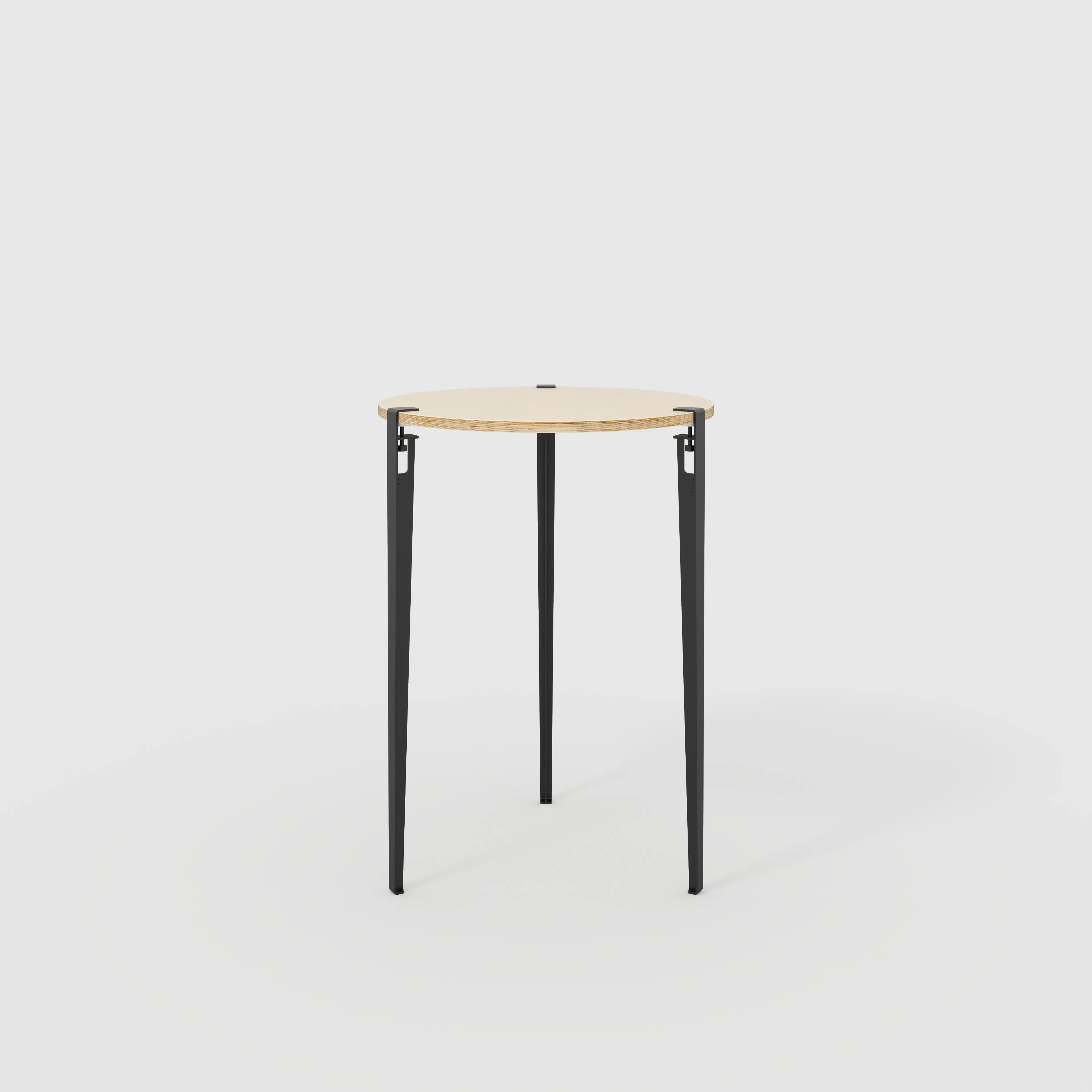 Plywood Round Table with Black Tiptoe Legs - Plywood Birch - 800(dia) x 1100(h)