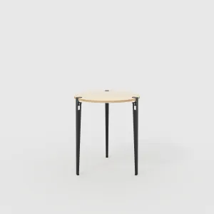 Plywood Round Table with Black Tiptoe Legs - Plywood Birch - 800(dia) x 900(h)