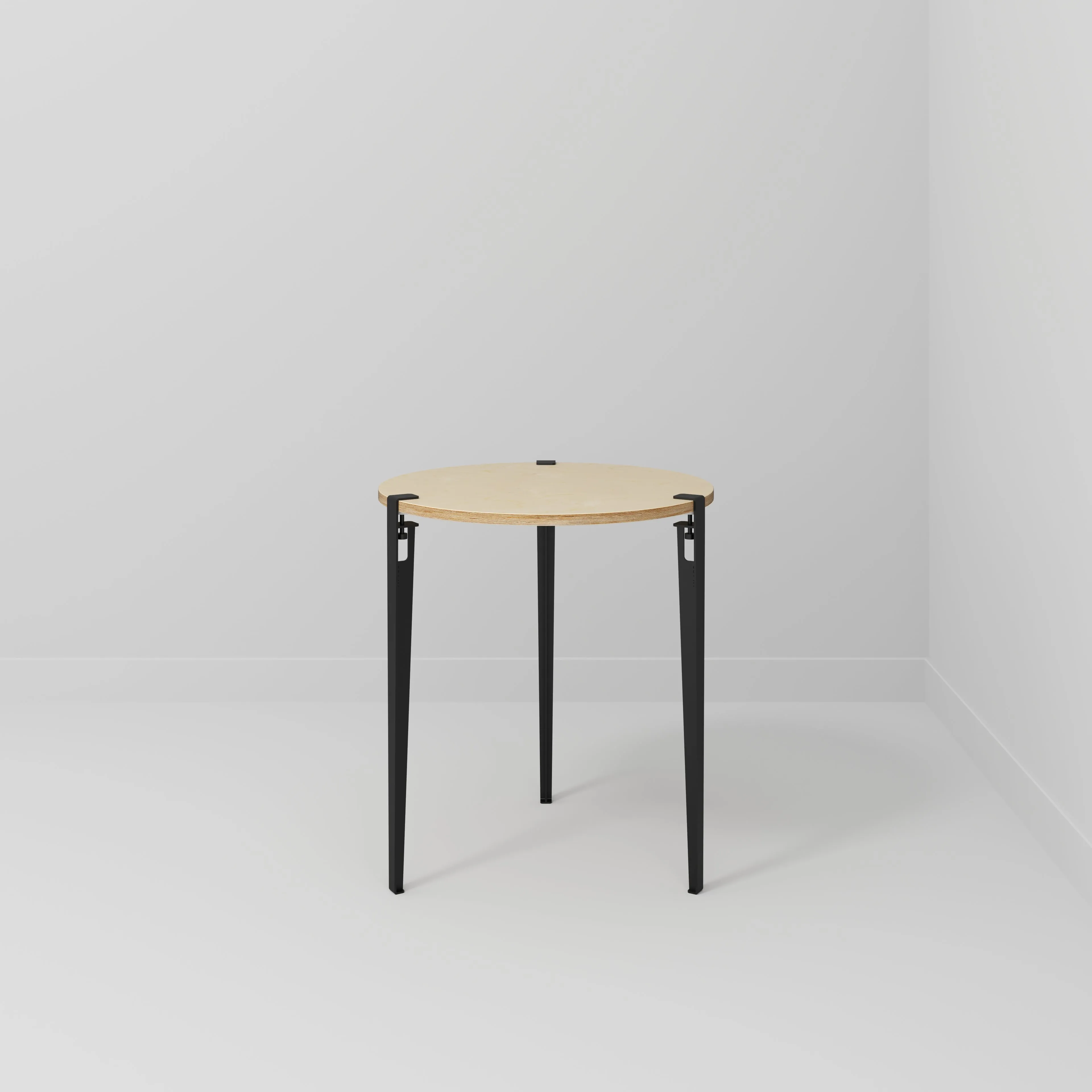 Plywood Round Table with Black Tiptoe Legs - Plywood Birch - 800(dia) x 900(h)