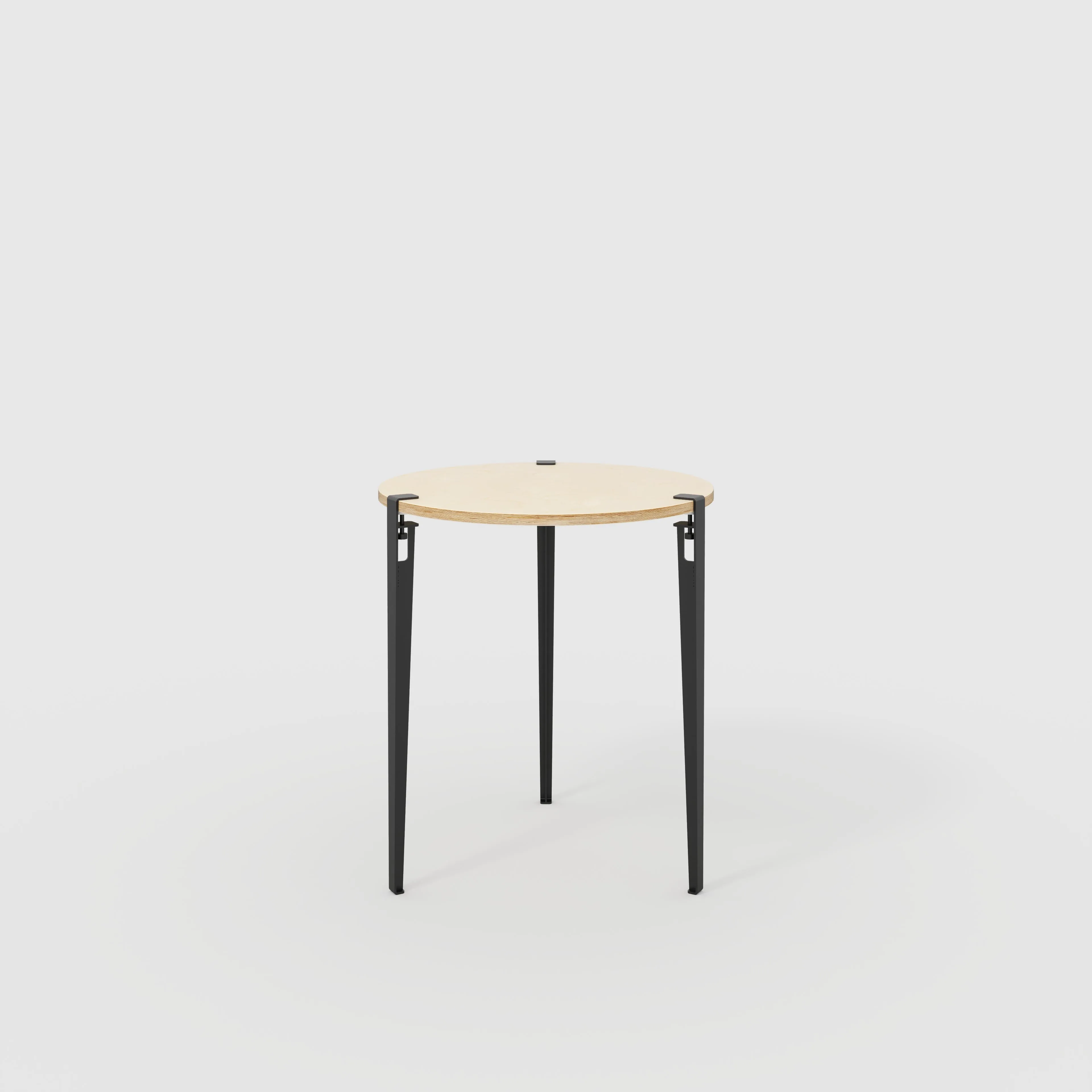 Plywood Round Table with Black Tiptoe Legs - Plywood Birch - 800(dia) x 900(h)