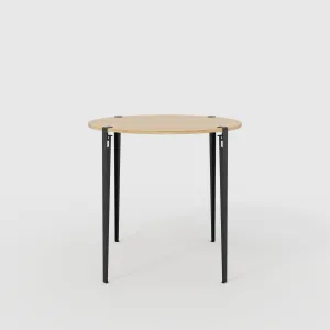 Plywood Round Table with Black Tiptoe Legs - Plywood Oak - 1200(dia) x 1100(h)