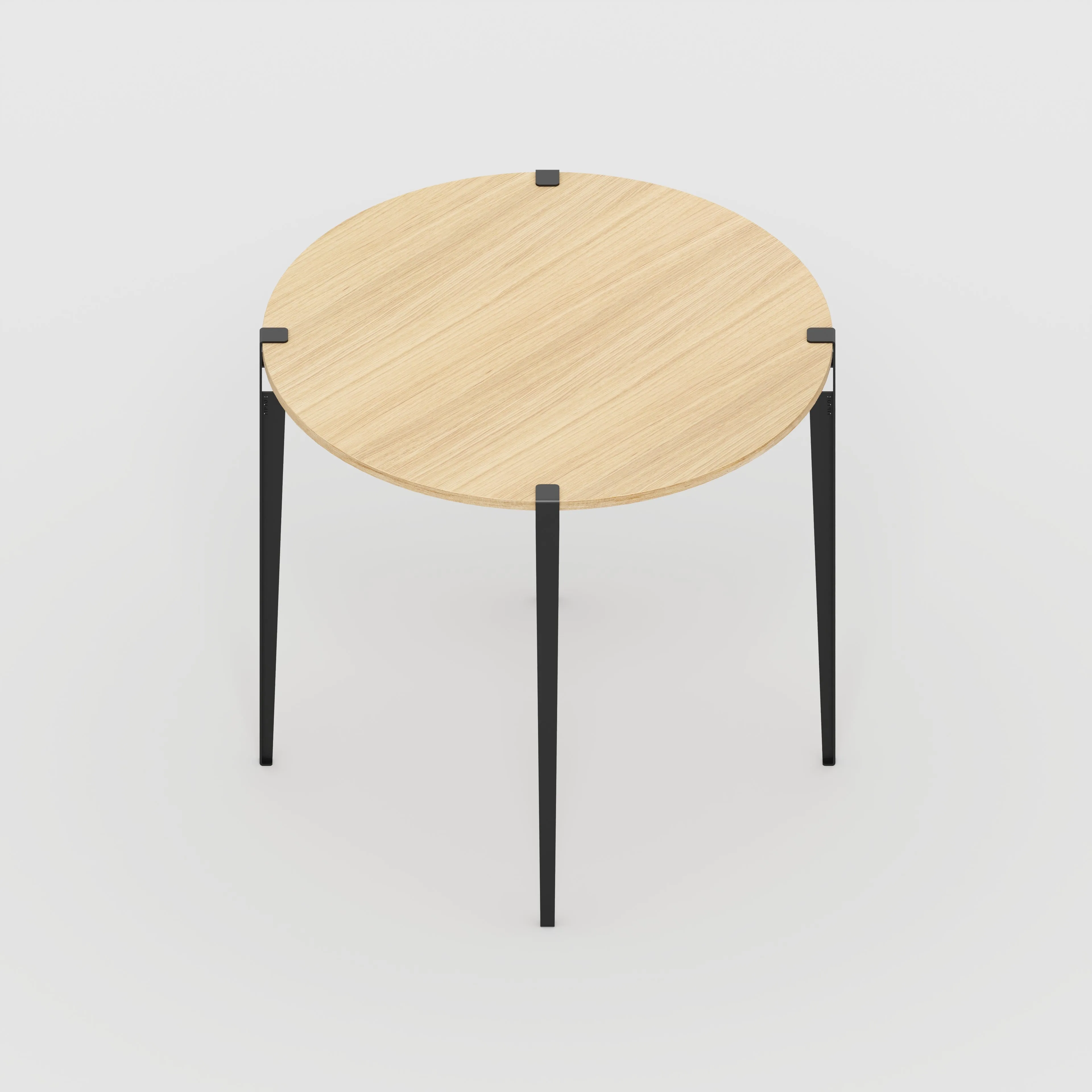 Plywood Round Table with Black Tiptoe Legs - Plywood Oak - 1200(dia) x 1100(h)