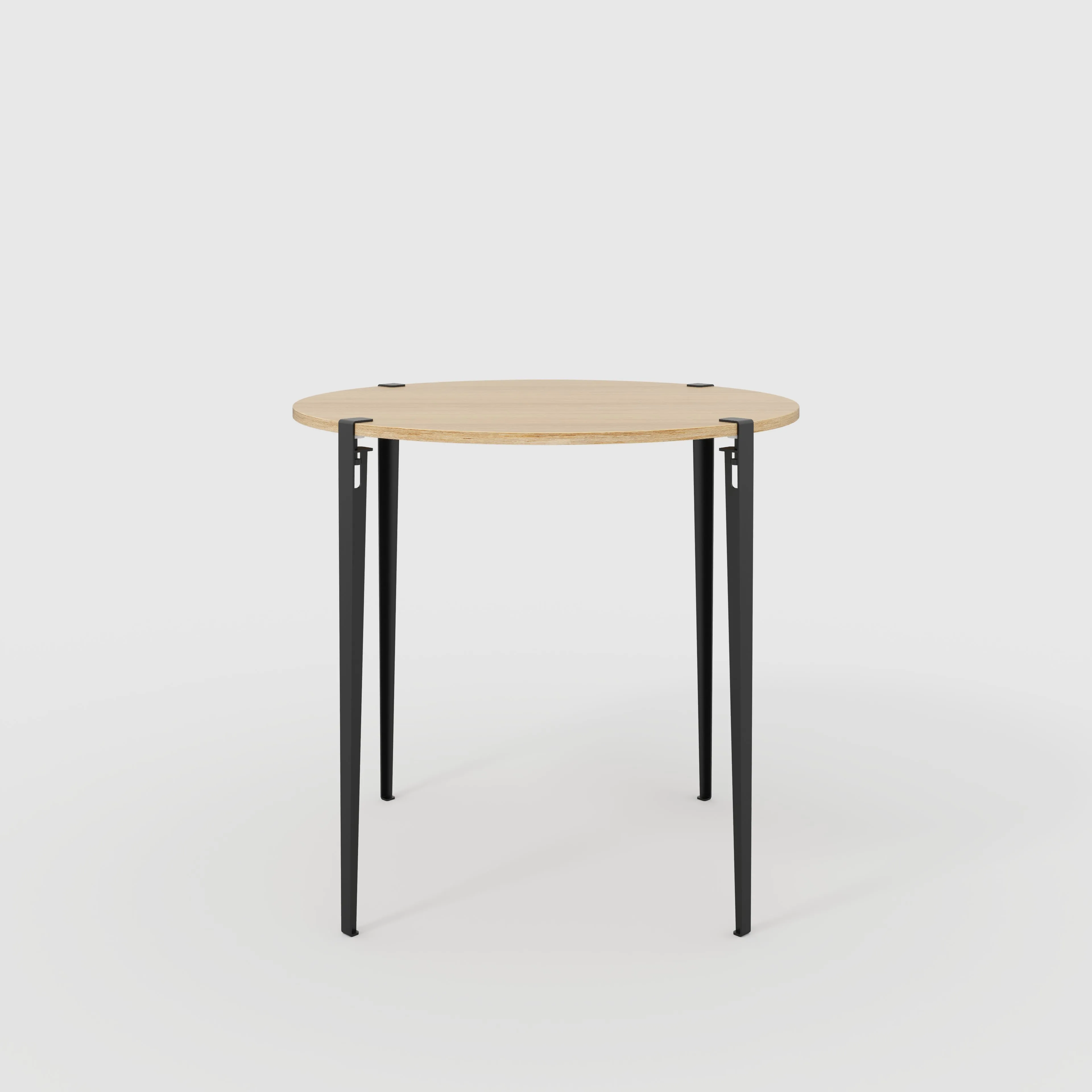 Plywood Round Table with Black Tiptoe Legs - Plywood Oak - 1200(dia) x 1100(h)