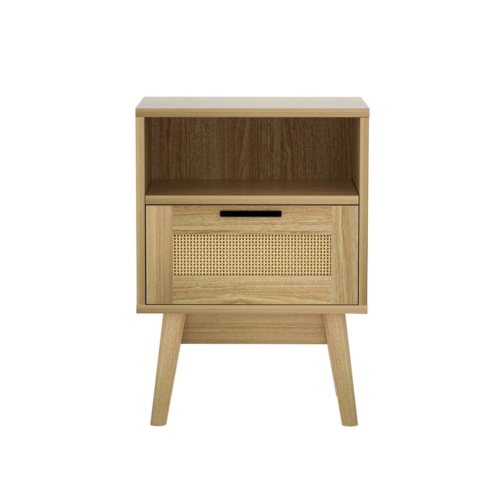 Rattan Bedside Table With Drawer Side Table Nightstand