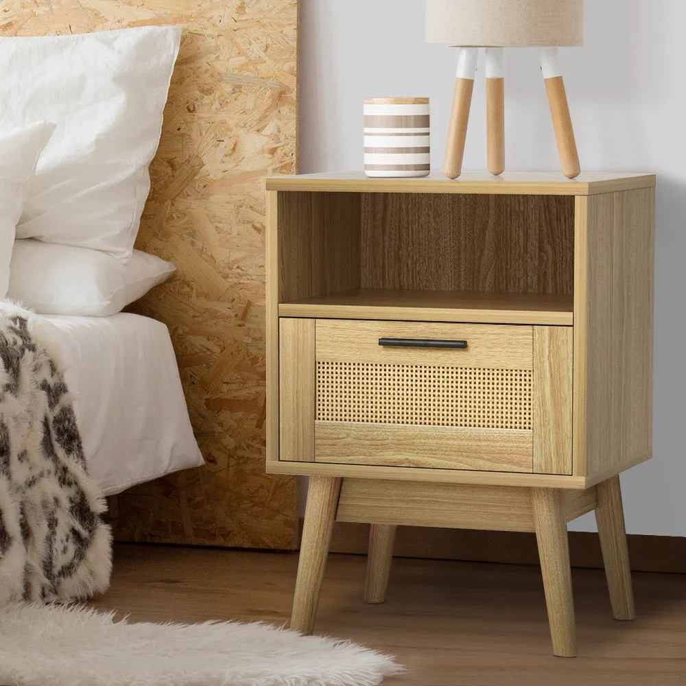 Rattan Bedside Table With Drawer Side Table Nightstand