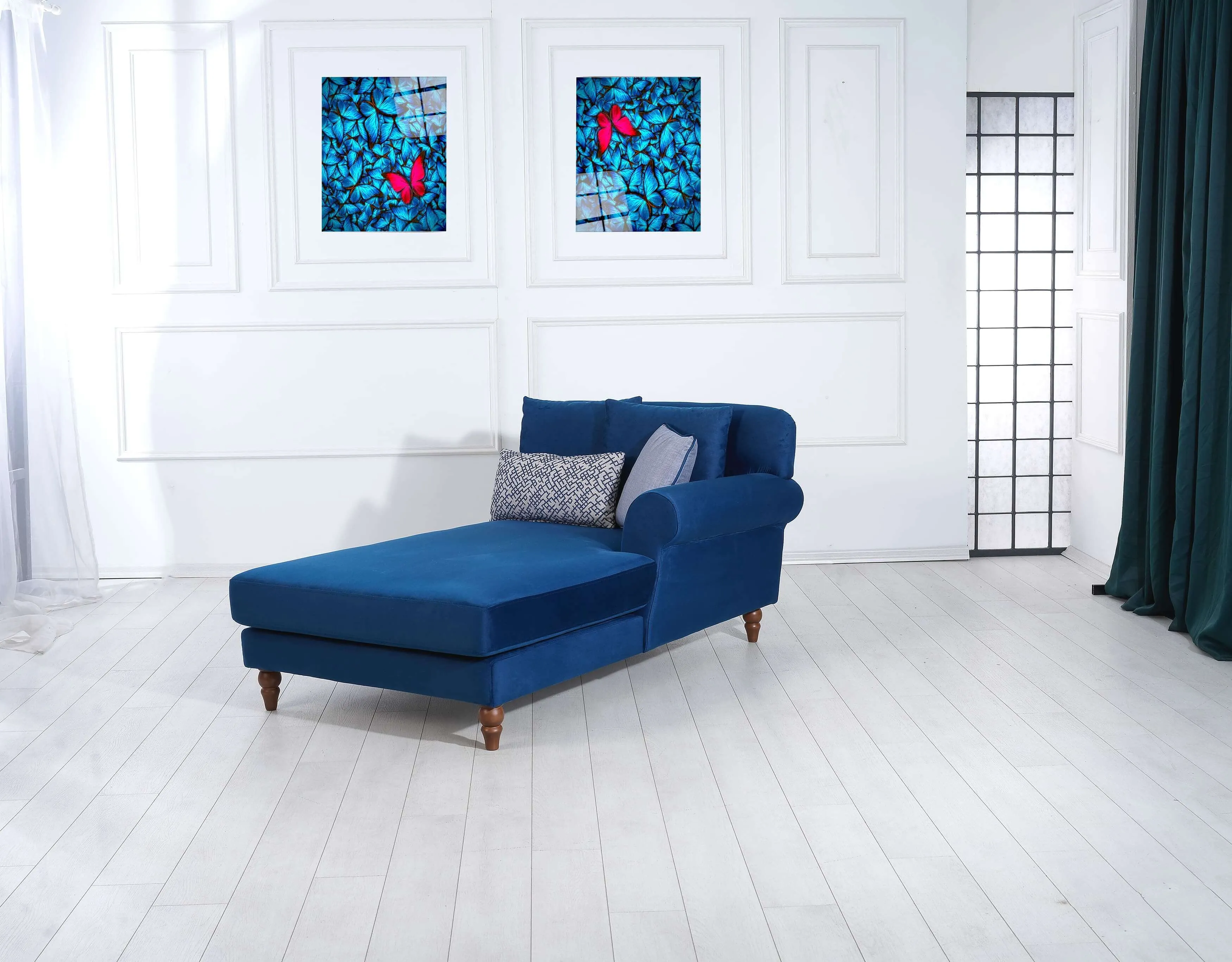 Rubeza Paula 2 Seater/Chaise - Indigo Blue