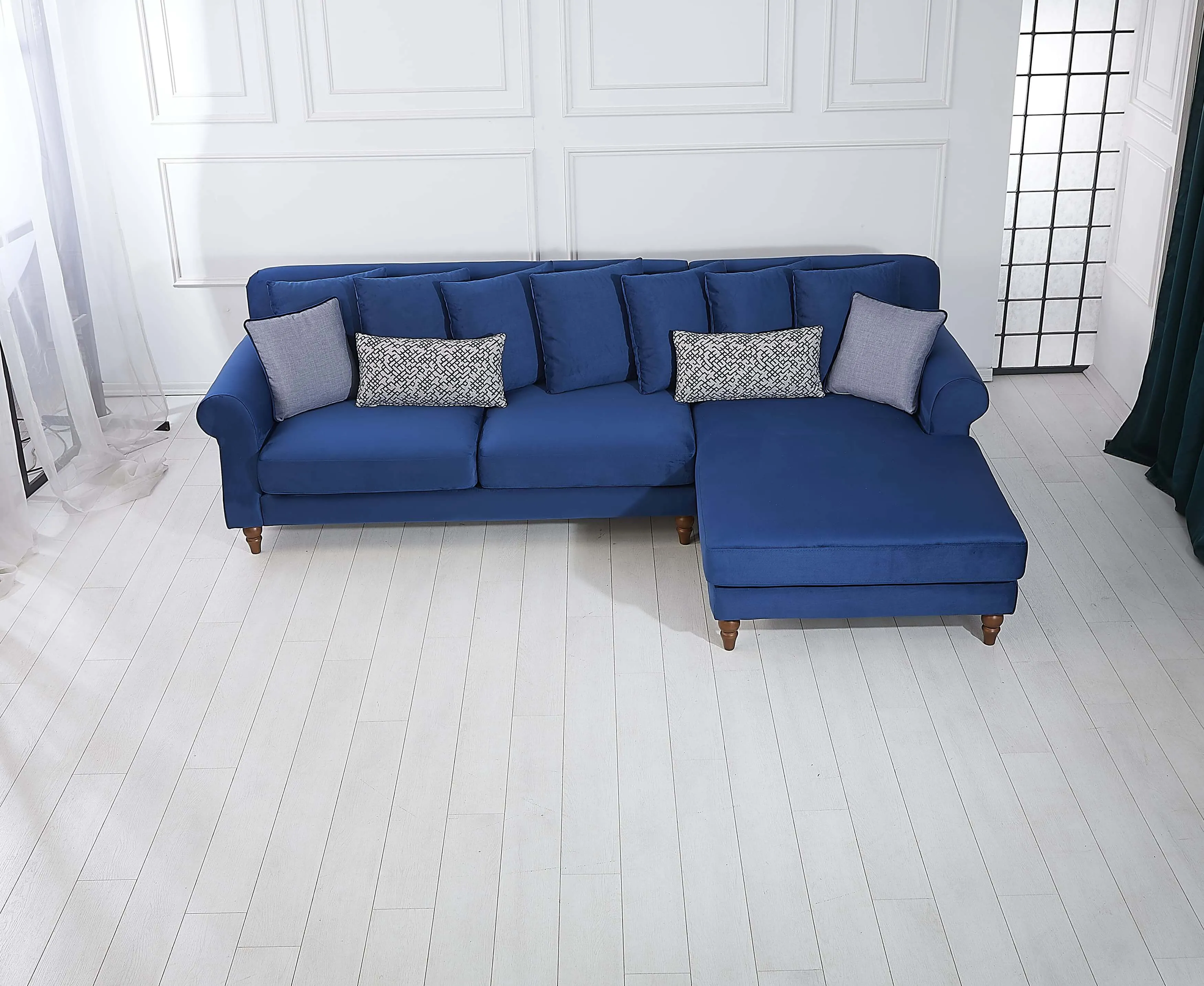 Rubeza Paula 2 Seater/Chaise - Indigo Blue