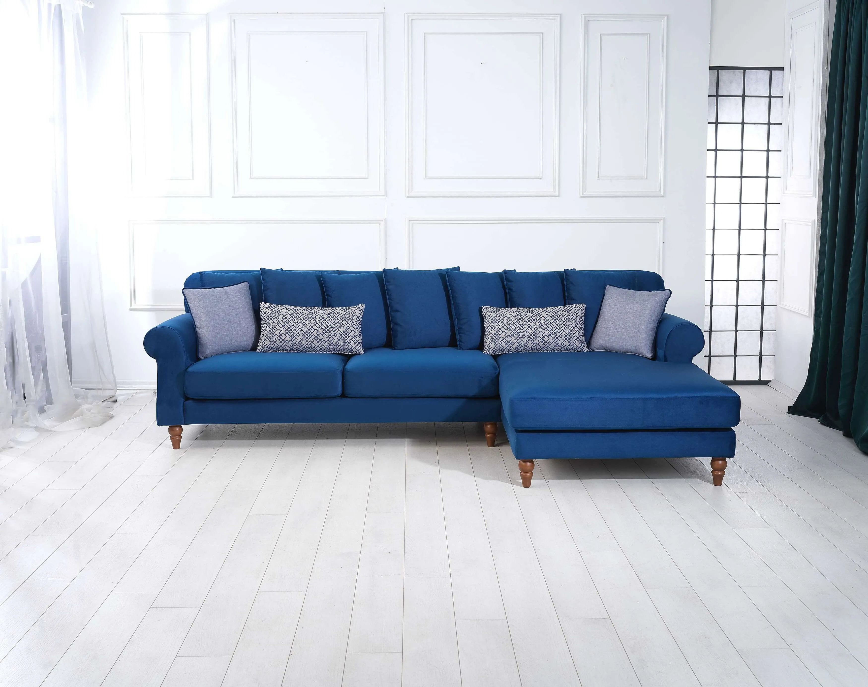 Rubeza Paula 2 Seater/Chaise - Indigo Blue