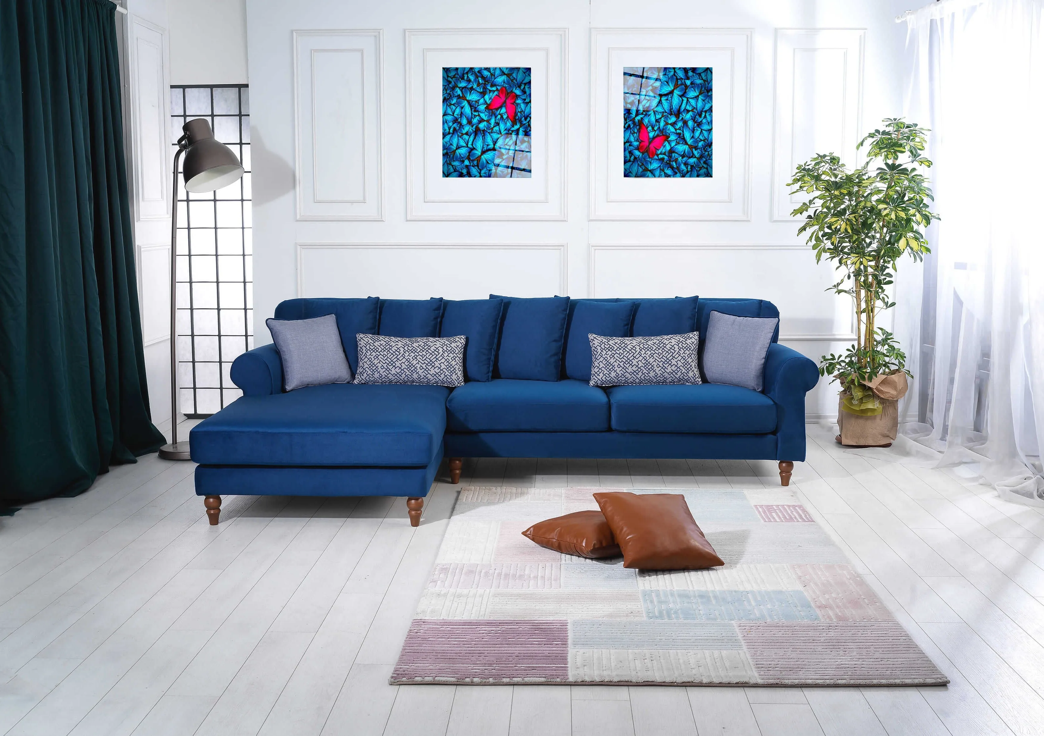 Rubeza Paula Chaise/2 Seater - Indigo Blue