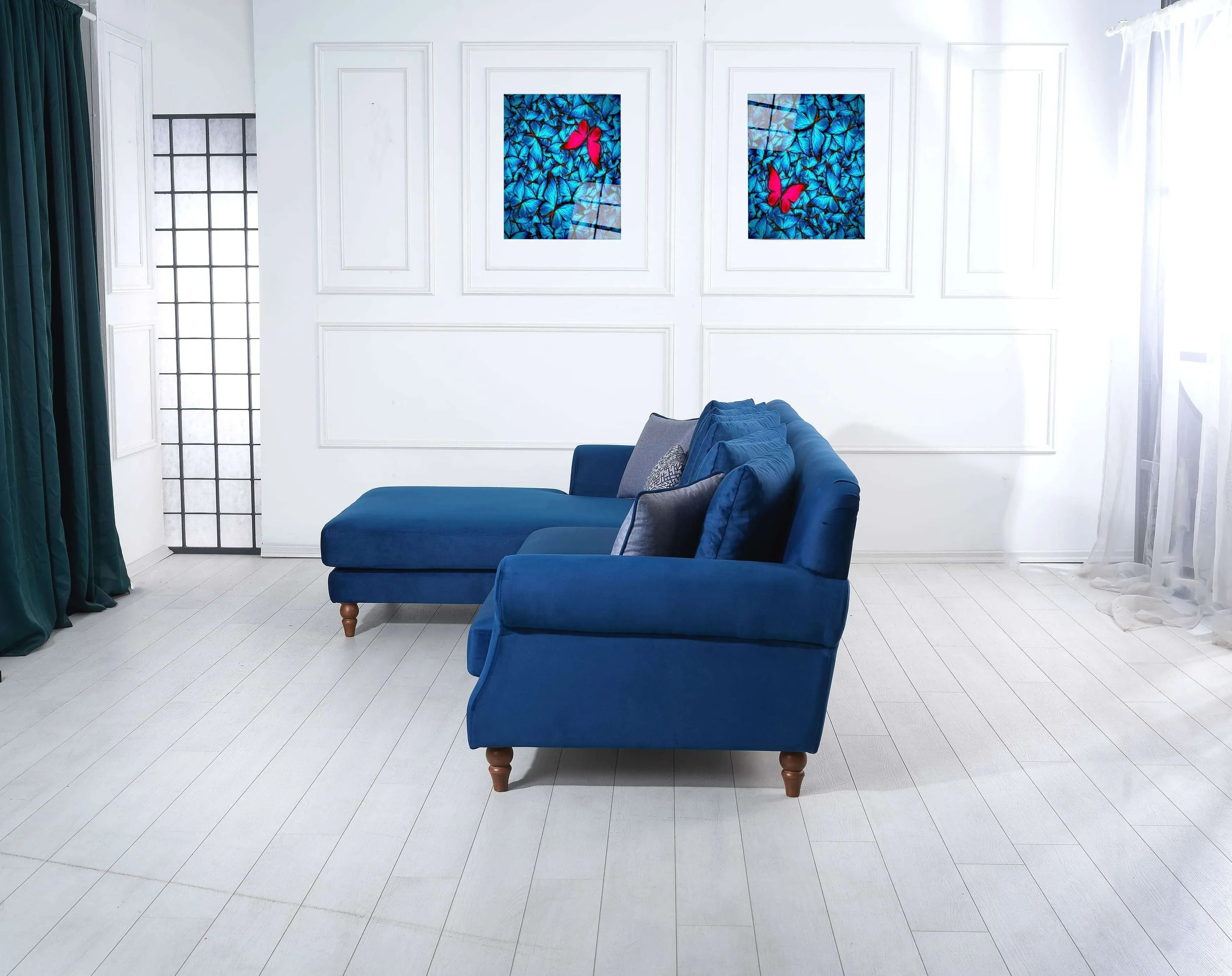 Rubeza Paula Chaise/2 Seater - Indigo Blue