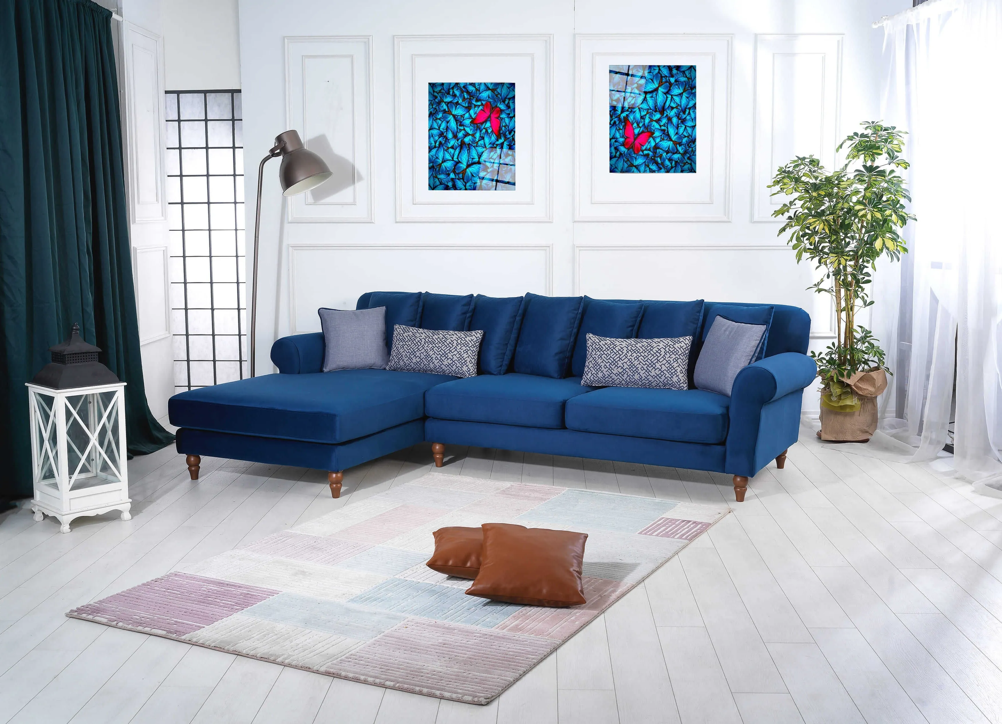 Rubeza Paula Chaise/2 Seater - Indigo Blue