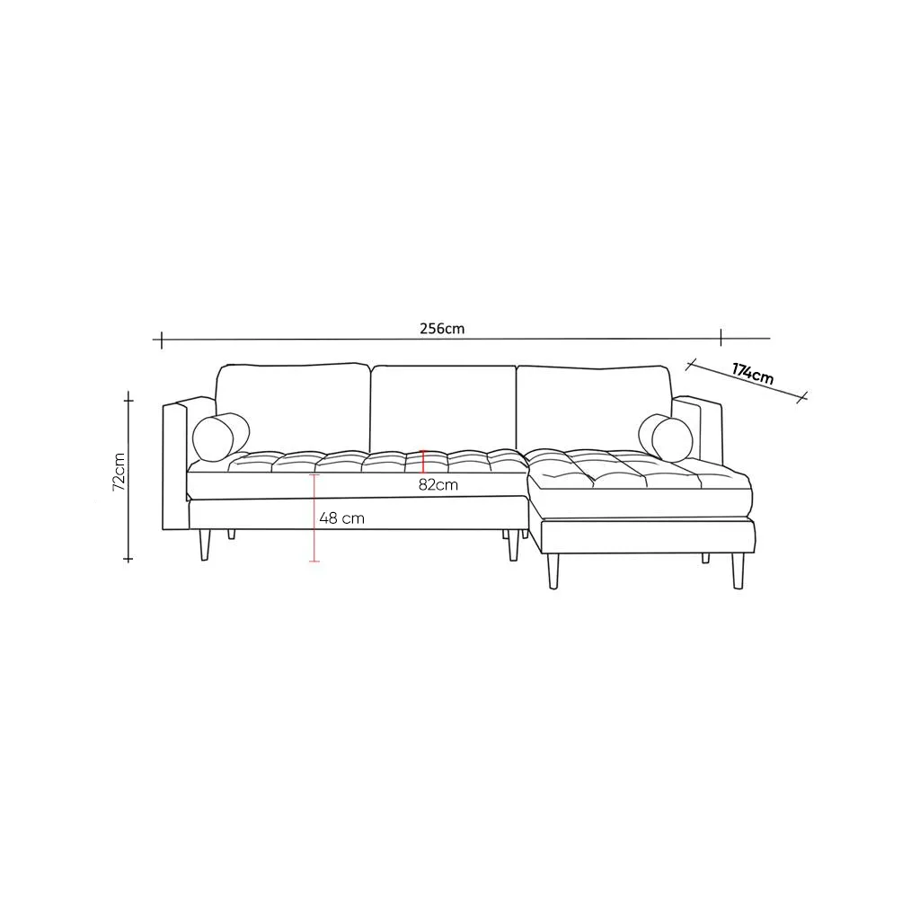 Rubeza Scott 4 Seater Left Hand Facing Chaise End Corner Sofa - Grass Green 2