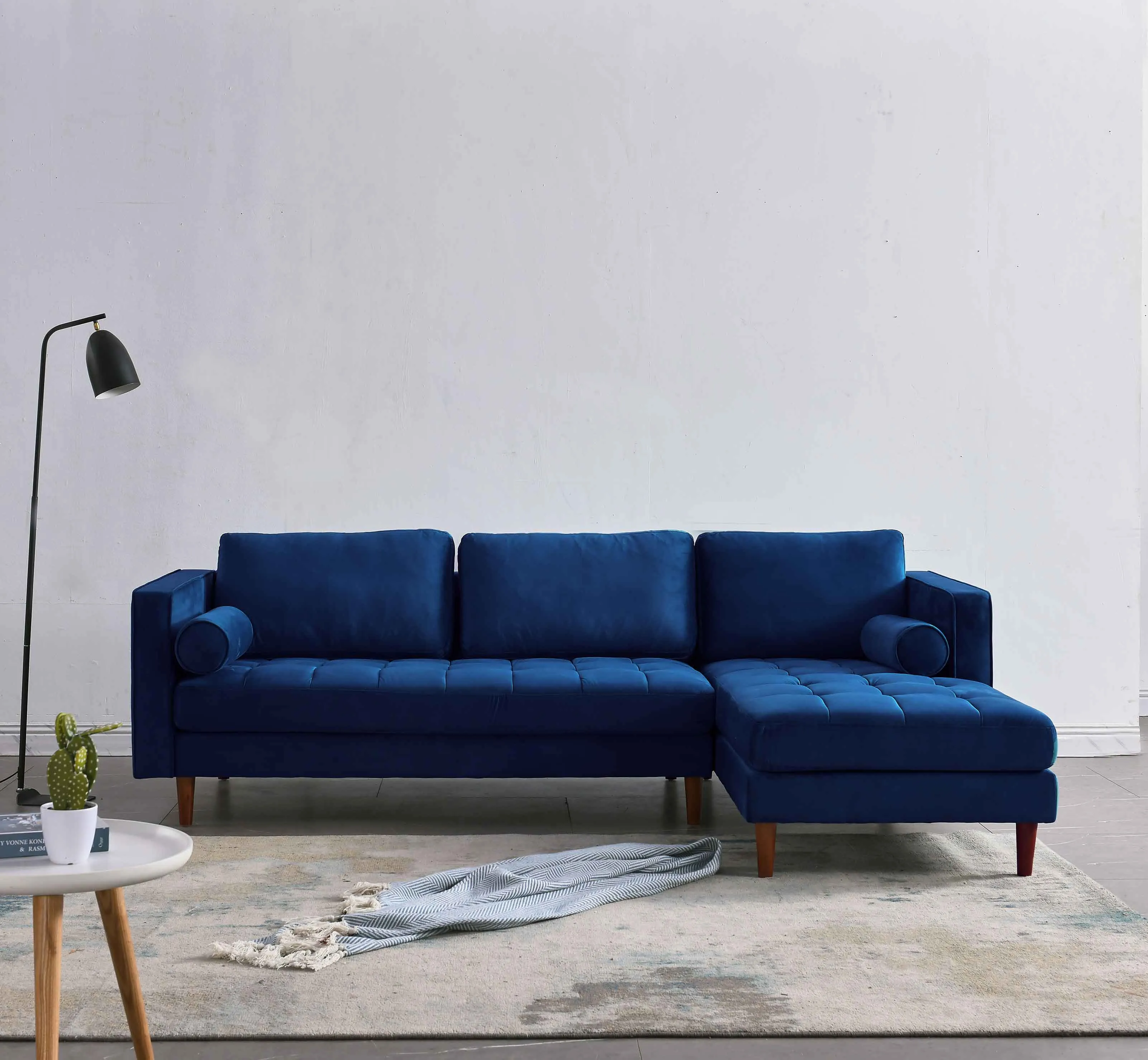 Rubeza Scott 4 Seater Right Hand Facing Chaise End Corner Sofa - Indigo Blue