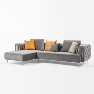 Rubeza Sofia Left Hand Facing Corner Sofa - Medium Grey