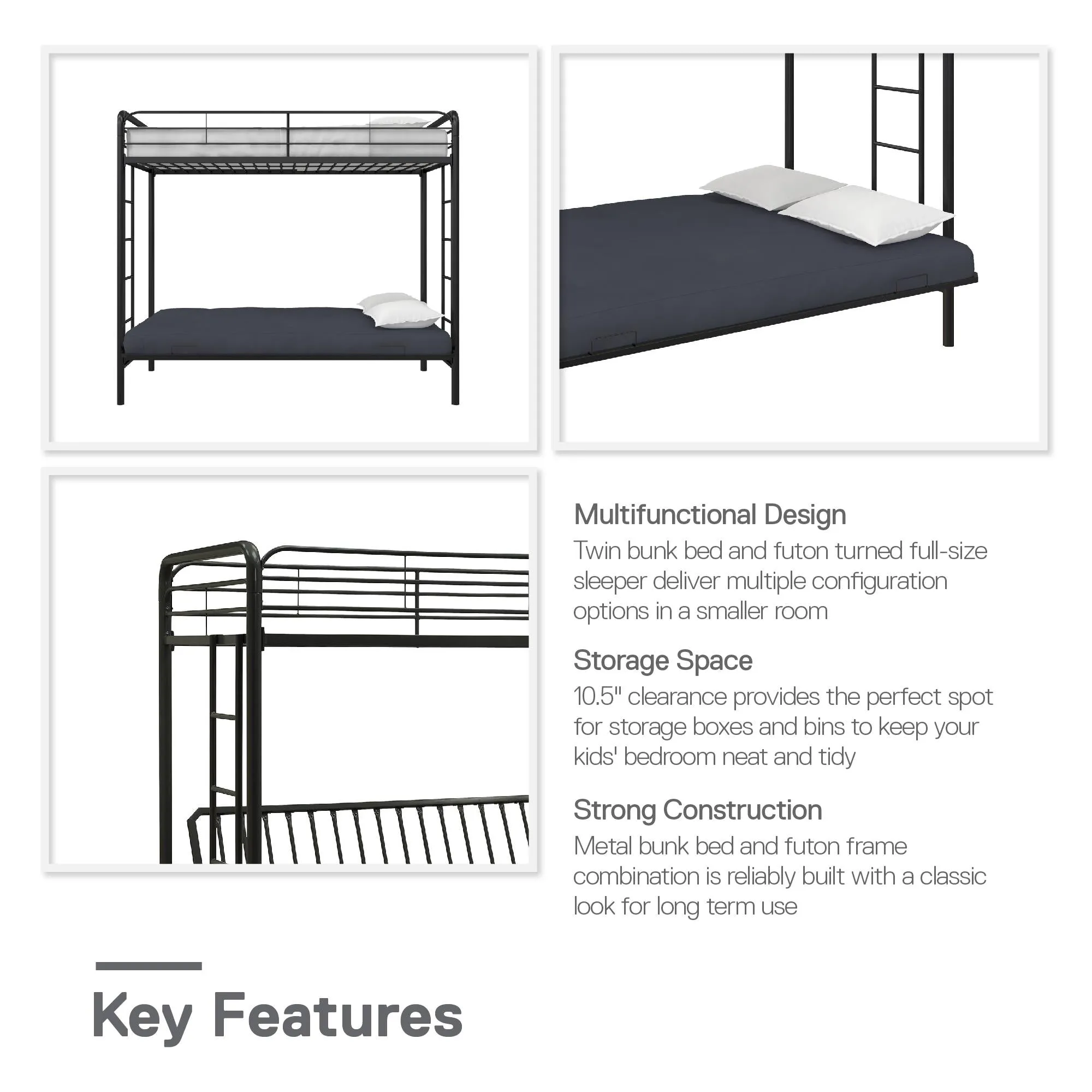 Sammie Metal Loft Bed with Futon