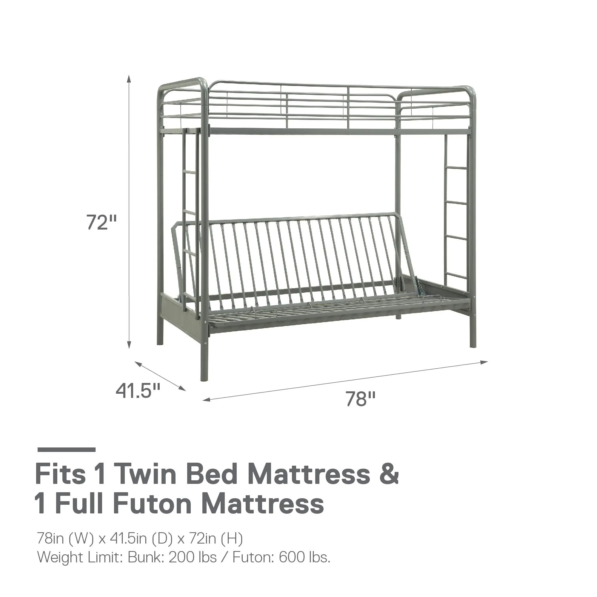 Sammie Metal Loft Bed with Futon