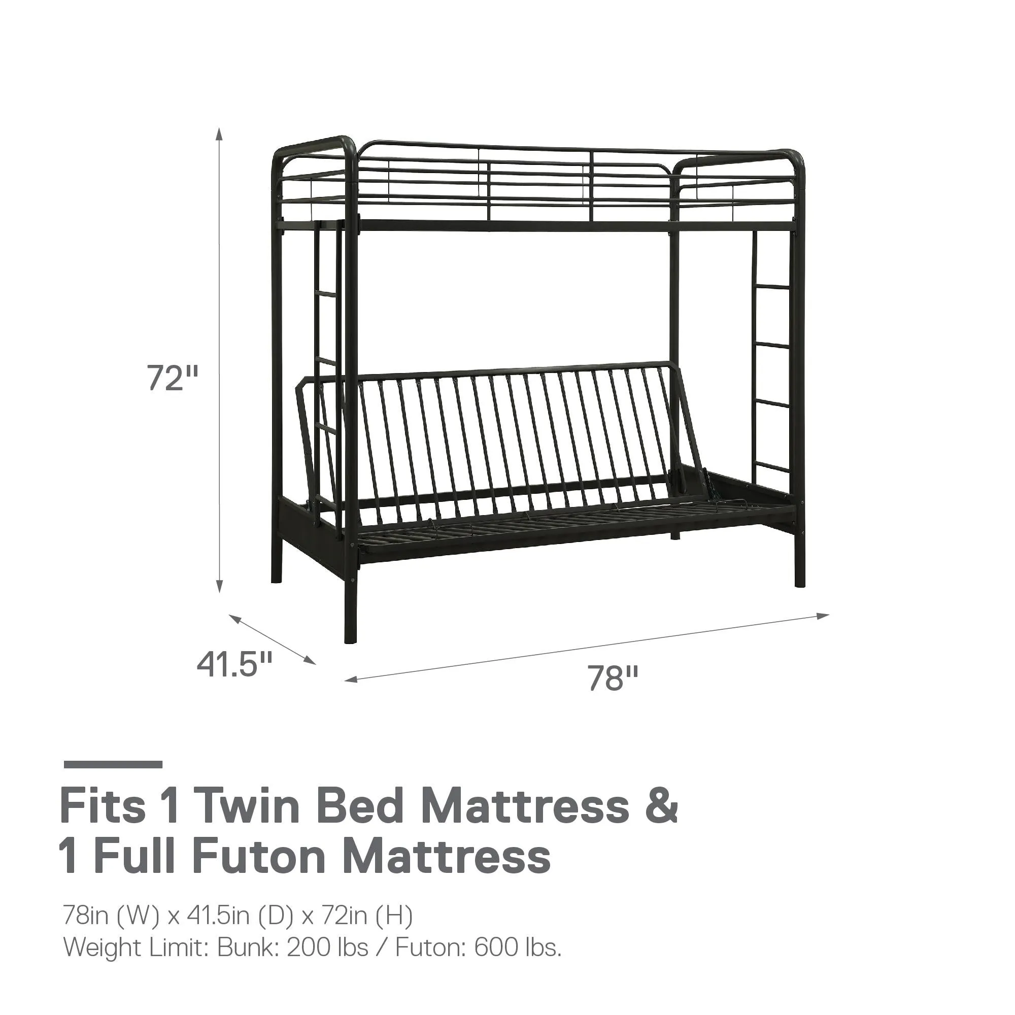 Sammie Metal Loft Bed with Futon