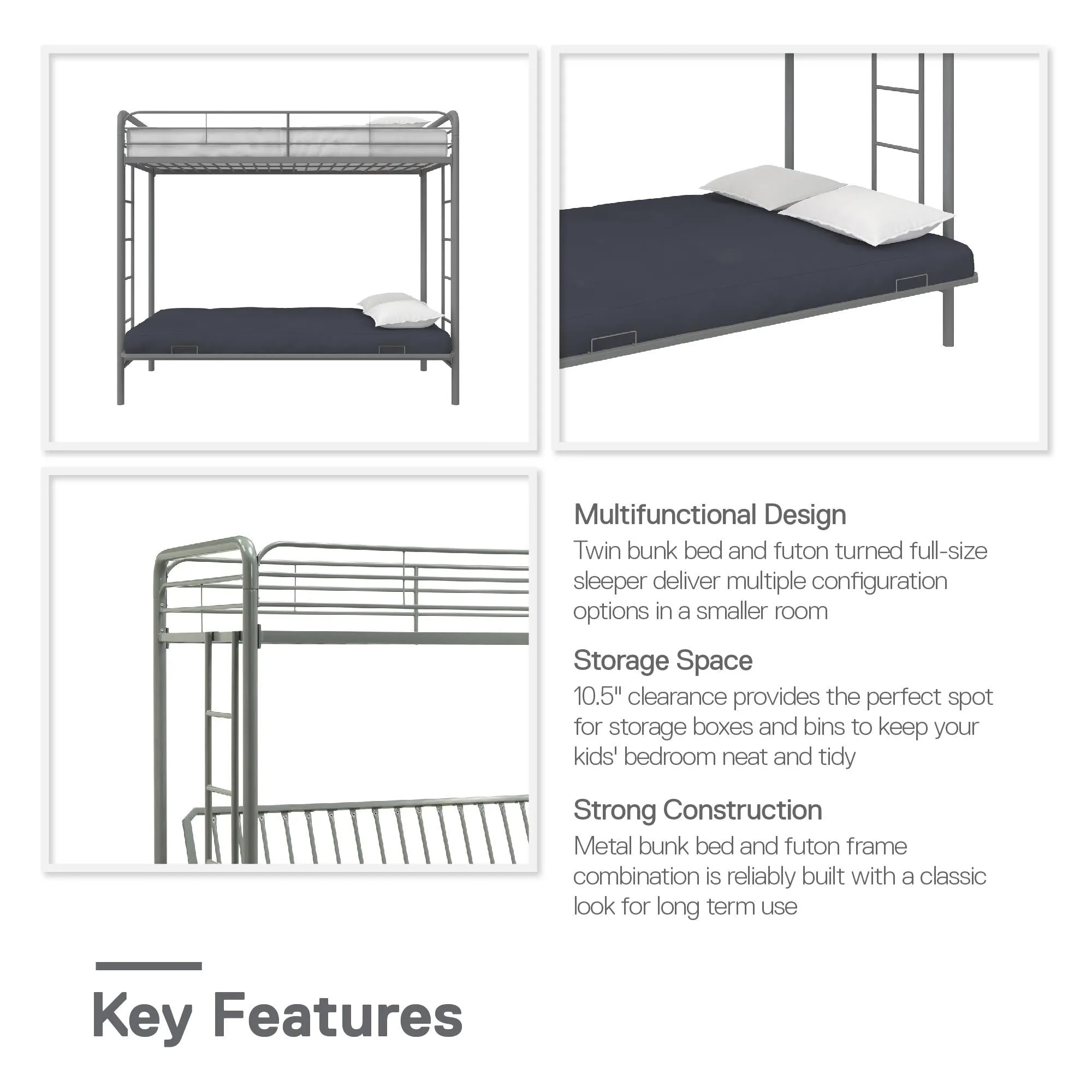 Sammie Metal Loft Bed with Futon