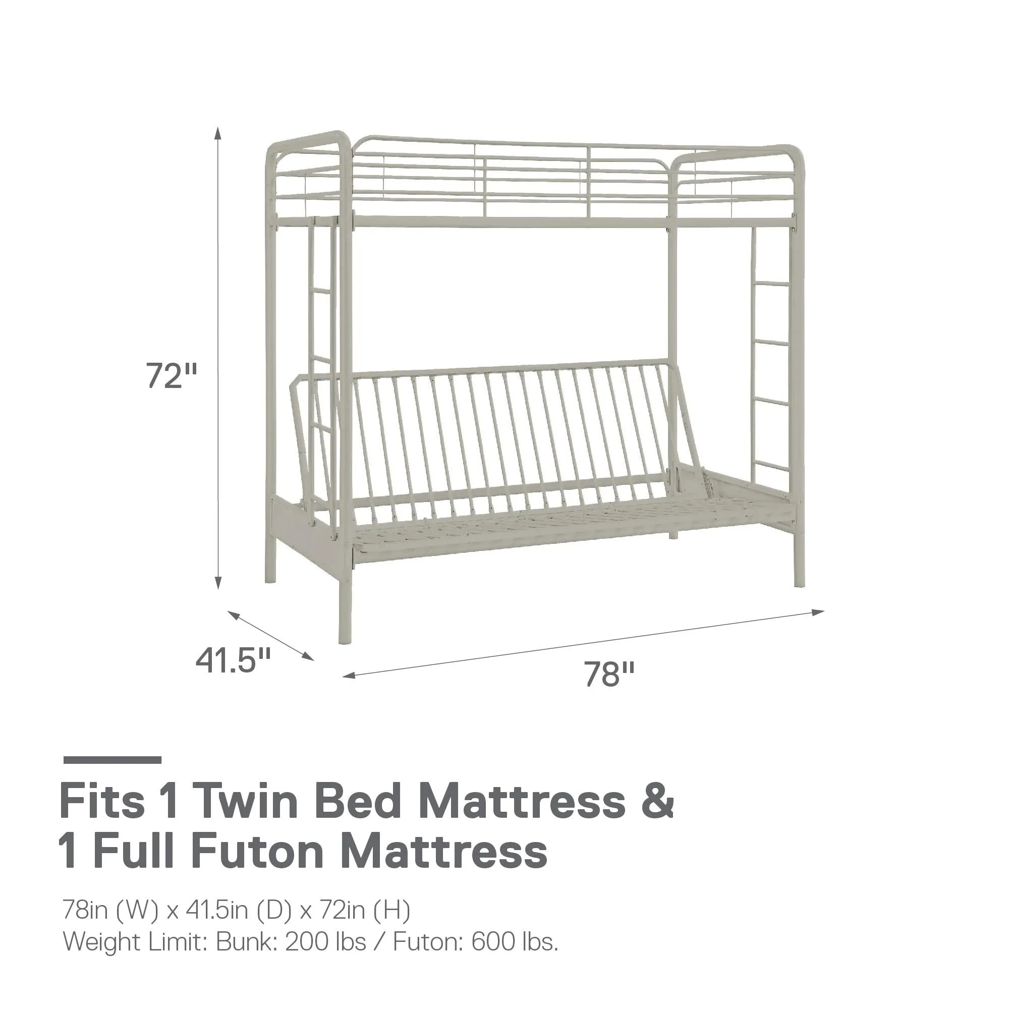 Sammie Metal Loft Bed with Futon