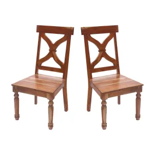 (Set of 2) Cross Backed Solid Wood Dinning Chair