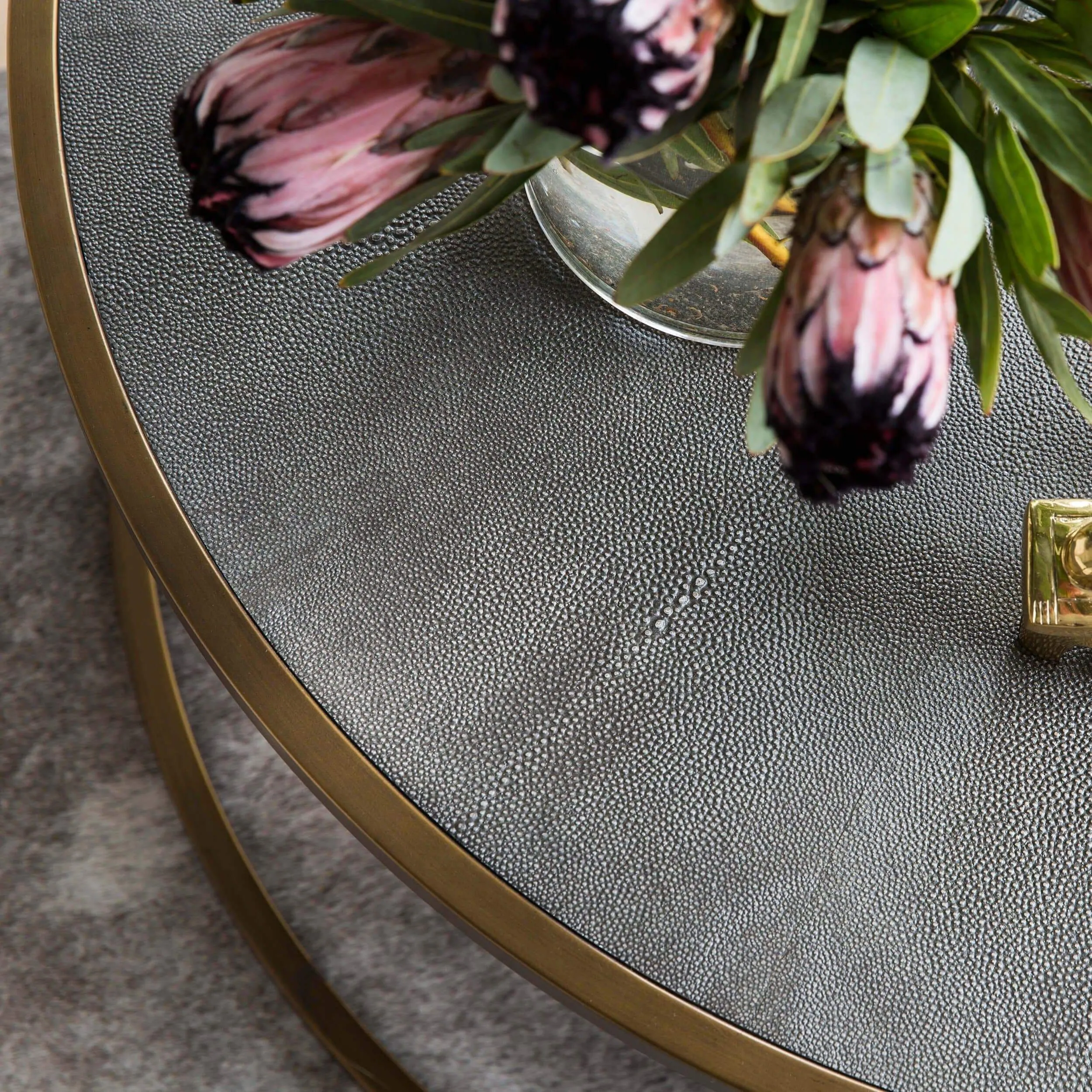 Shagreen Nesting Coffee Table, Brass