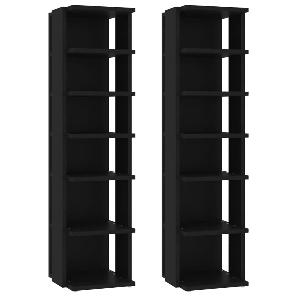 Shoe Cabinets 2 pcs Black 25x27x102 cm