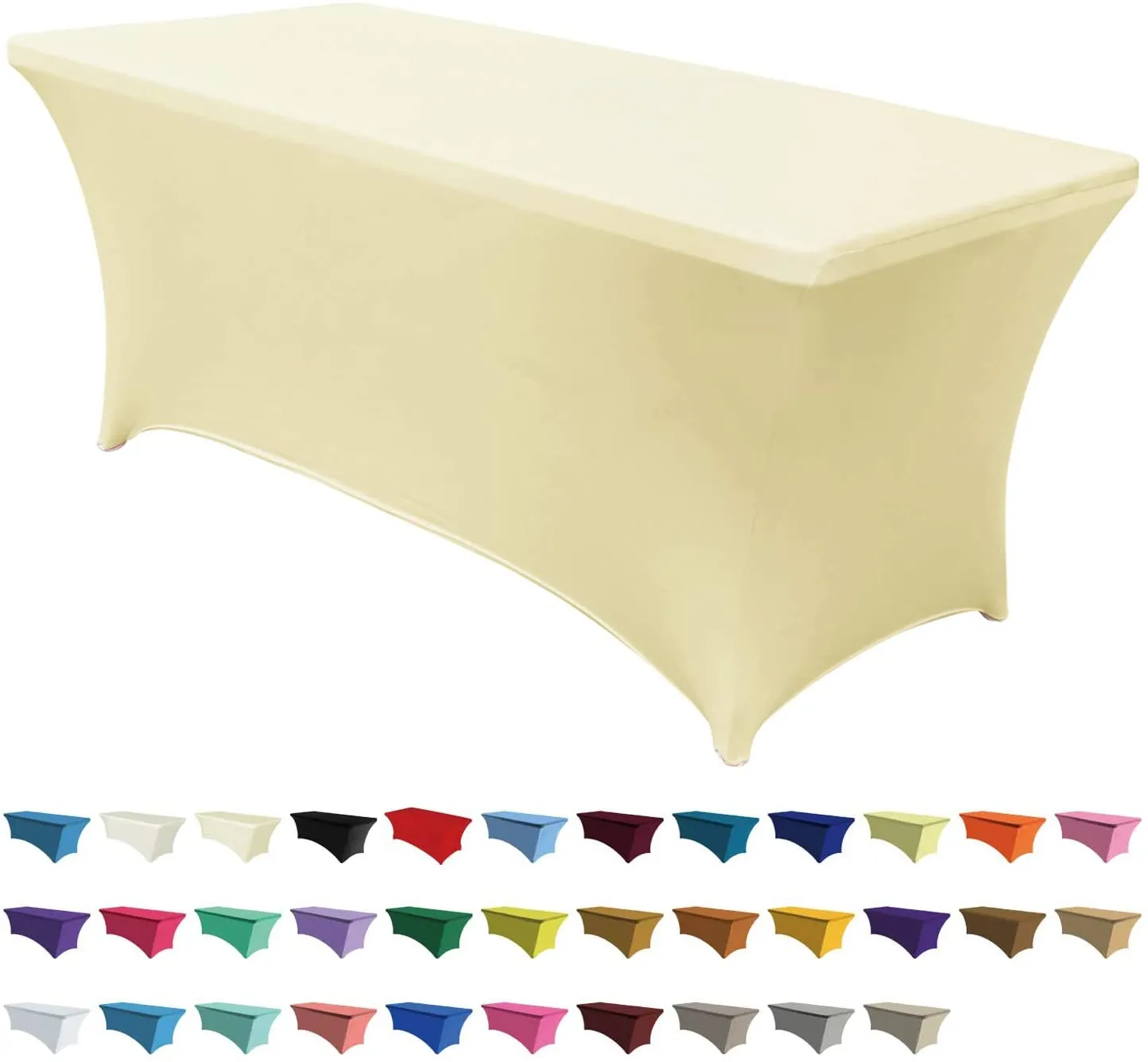 Spandex Tablecloths for 4 ft Table Fitted Stretch Topper Table Cover