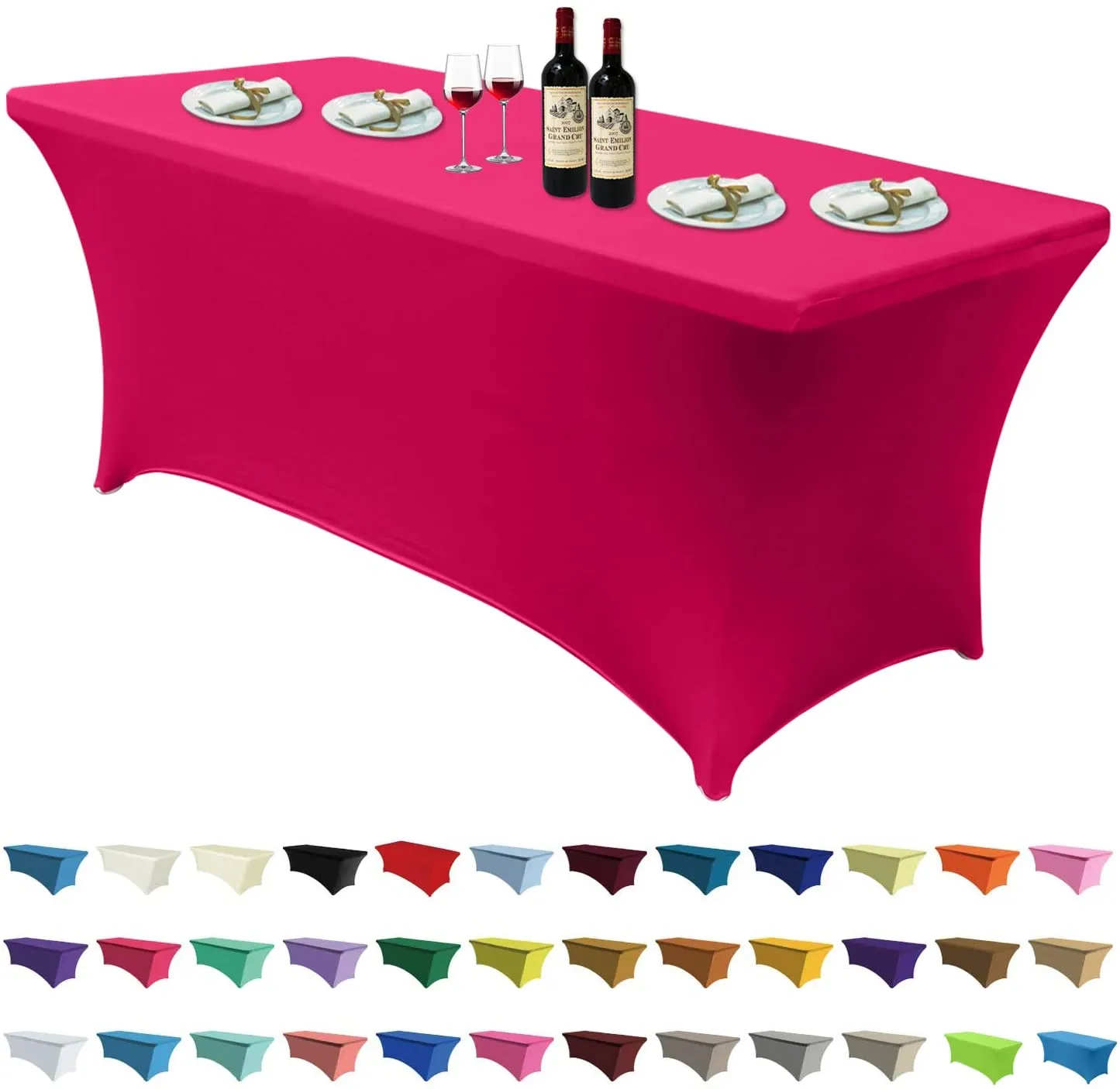 Spandex Tablecloths for 6 ft Table Fitted Stretch Table Cover Polyester Table Cover Topper