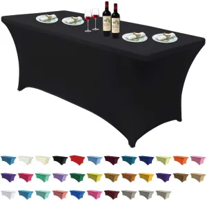 Spandex Tablecloths for 6 ft Table Fitted Stretch Table Cover Polyester Table Cover Topper