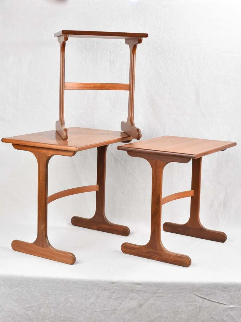 Trio of Scandinavian nesting side tables - teak 20½"