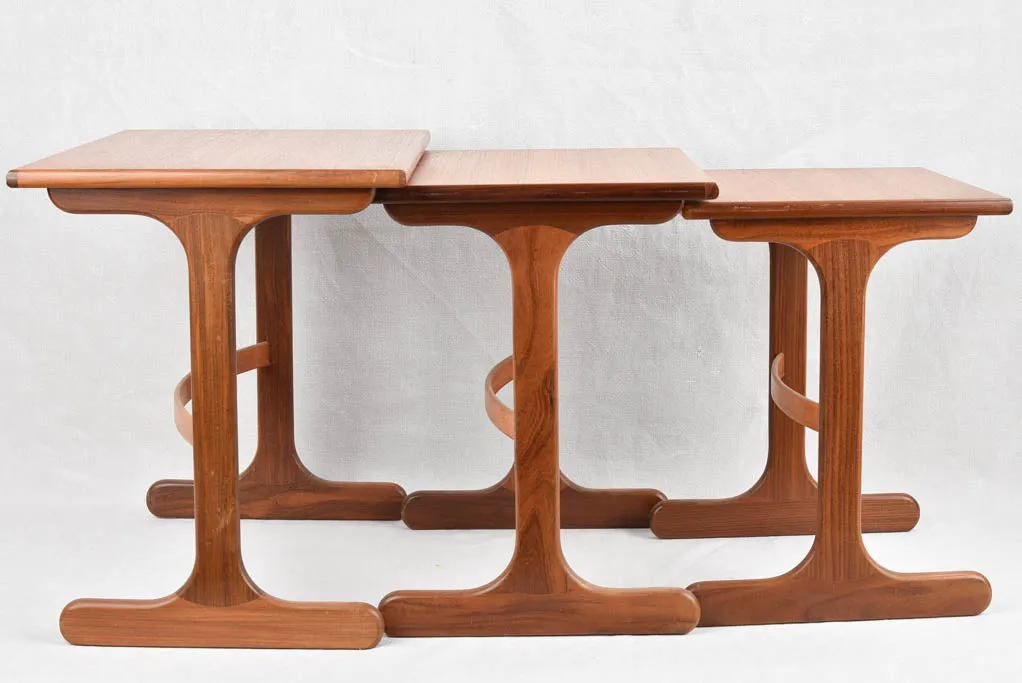 Trio of Scandinavian nesting side tables - teak 20½"