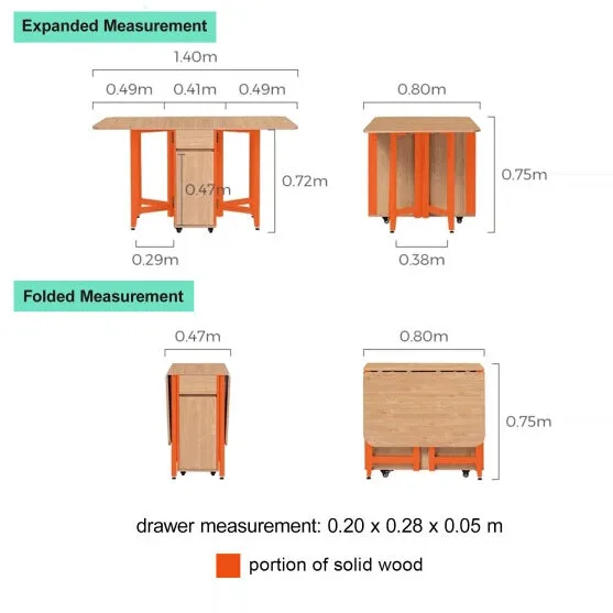 VERSA Foldable Dining Table - Table only