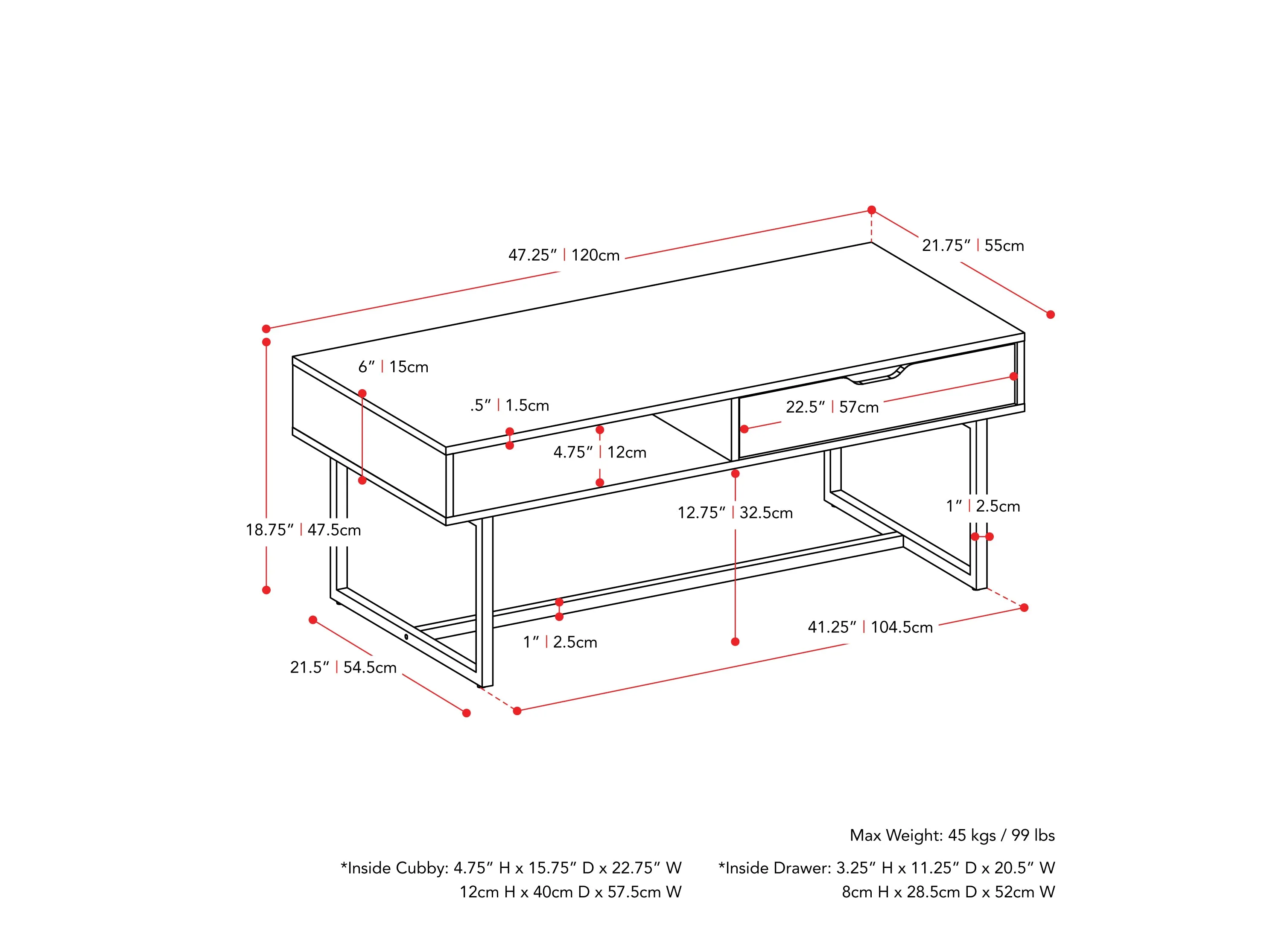 White Modern Rectangular Coffee Table