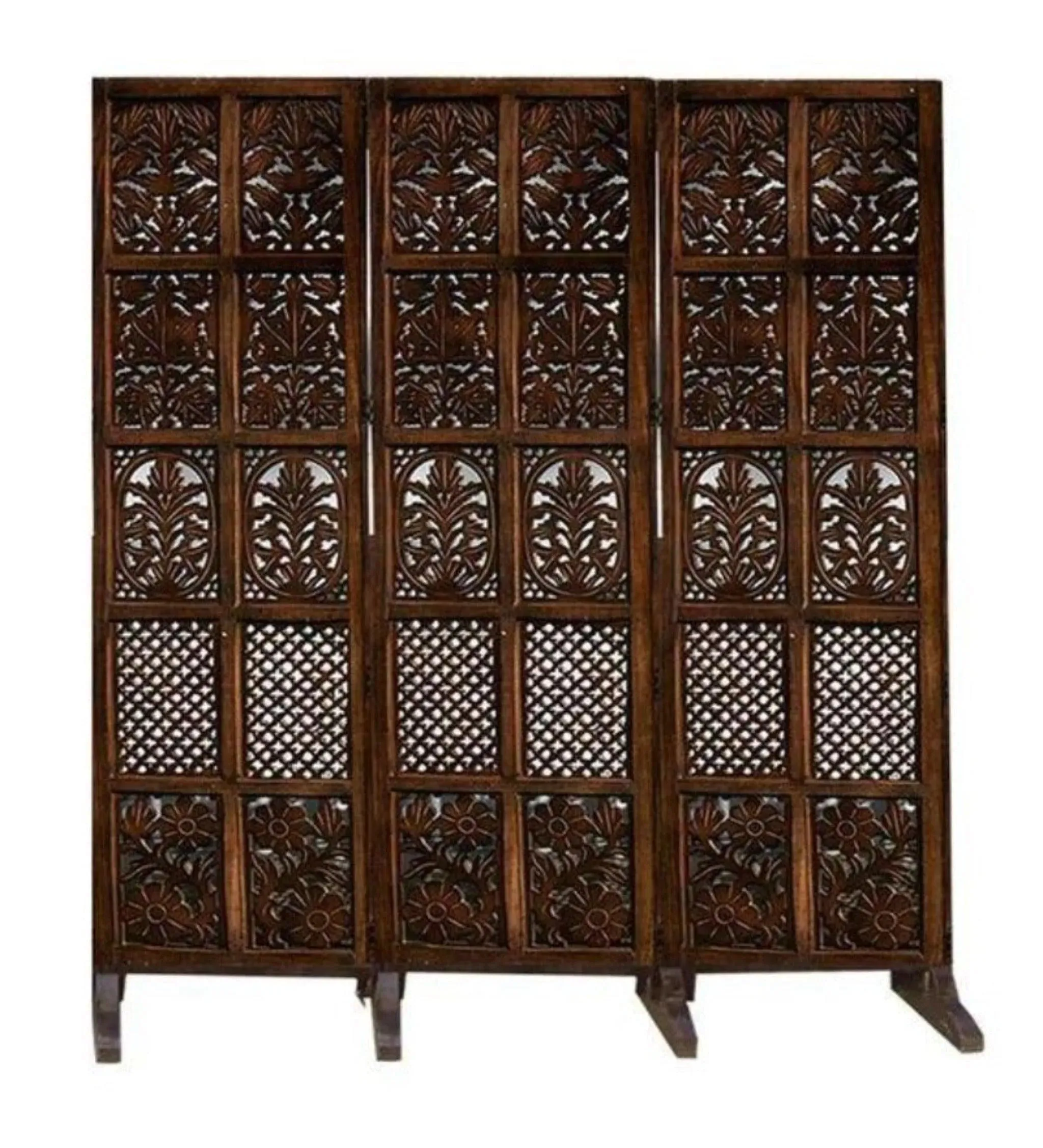 Wooden Twist 4 Panel Royal Solid Wood Room Divider Wood Separator Wooden Partition