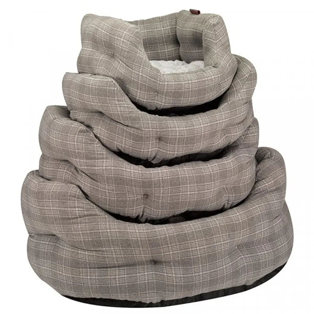 Zoon 55cm Grey Plaid Small Oval Dog Bed