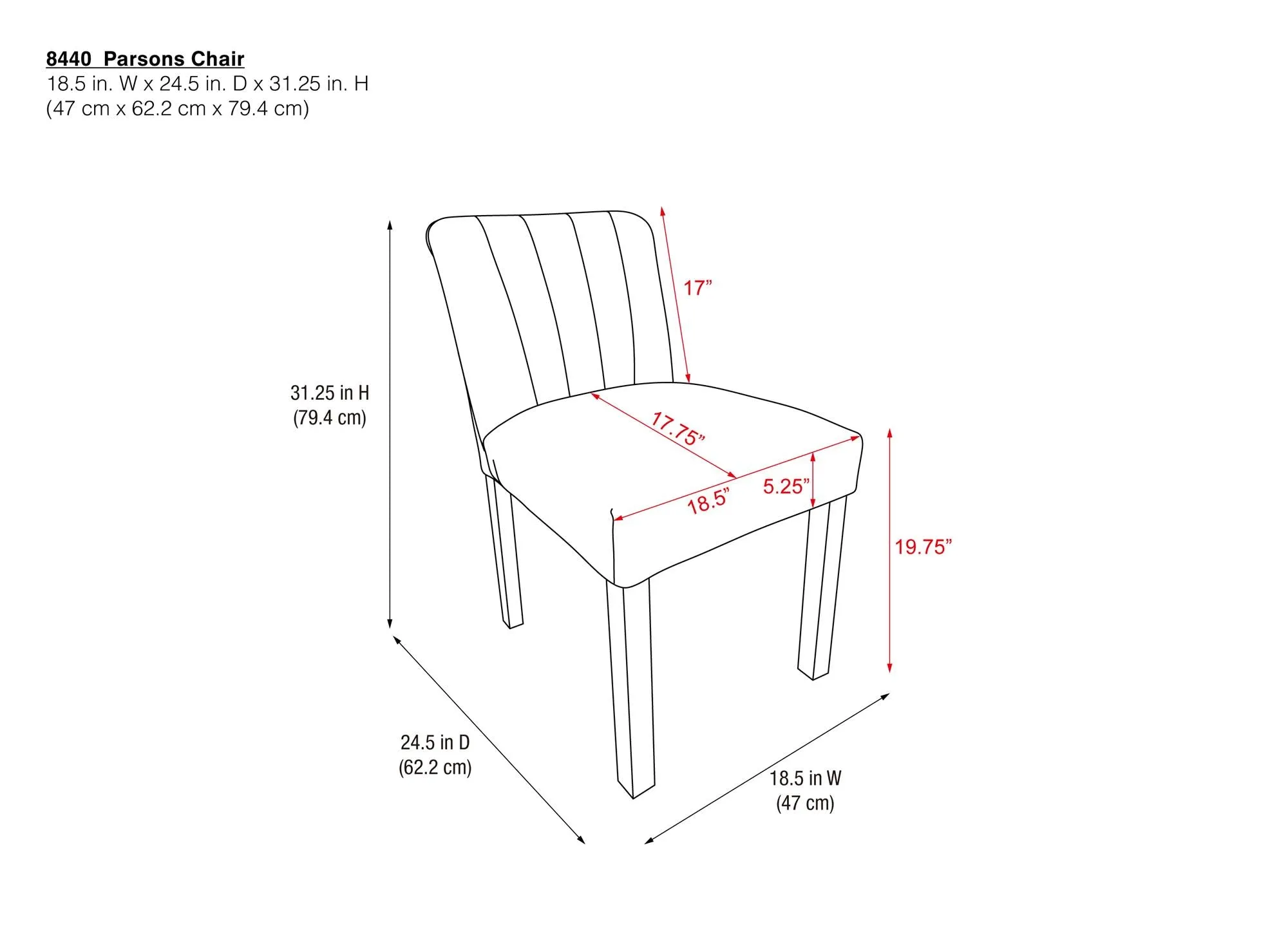 Zoya Channel Back Parsons Dining Chair, Set of 2